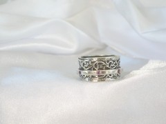 Vintage Sterling Silver 925 Natural Amethyst Spin Spinning Vine Ring 9.5