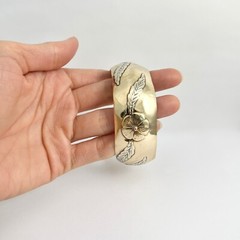 Vintage 1950’s Handmade Flower Cuff Bangle Bracelet 10K Yellow Gold, 28.60 Grams