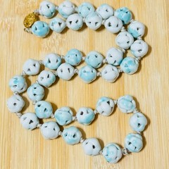 VTG Chinese Export Cage beads necklace Beaded strand green ceramic China 24″