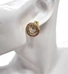 Vintage Twisted Rope Knot Earrings For Pierced Ears | Appr. 1/2″ | Gold Tone