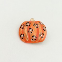 Ladies Orange Enamel Pumpkin Rhinestone Gold Tone Fall Autumn Brooch Pin