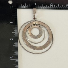 Vintage 925 Sterling Silver Modernist Big Hammered Interlocking Circle Pendant