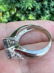 VINTAGE 14K WHITE GOLD AQUAMARINE RING ENGAGEMENT ANNIVERSARY HEAVY CHUNKY