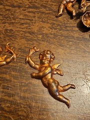Lot Of 100 Matching Cherubs France Vintage 60s Brass Stampings Findings Jewelry