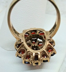 Vintage 1950’s Bohemian Red Garnet Cluster 14K Gold Ring – 6 Grams