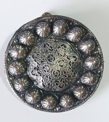 Vtg (Antique?) Norwegian Pewter FINN? Nordic Viking Shield Brooch Pendant