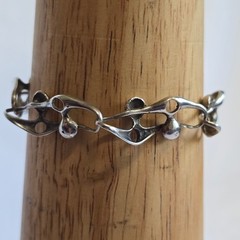 Vtg 900 Silver Panel Bracelet 17.16g Fine Jewelry 8.25″ Artisan Spring Ring