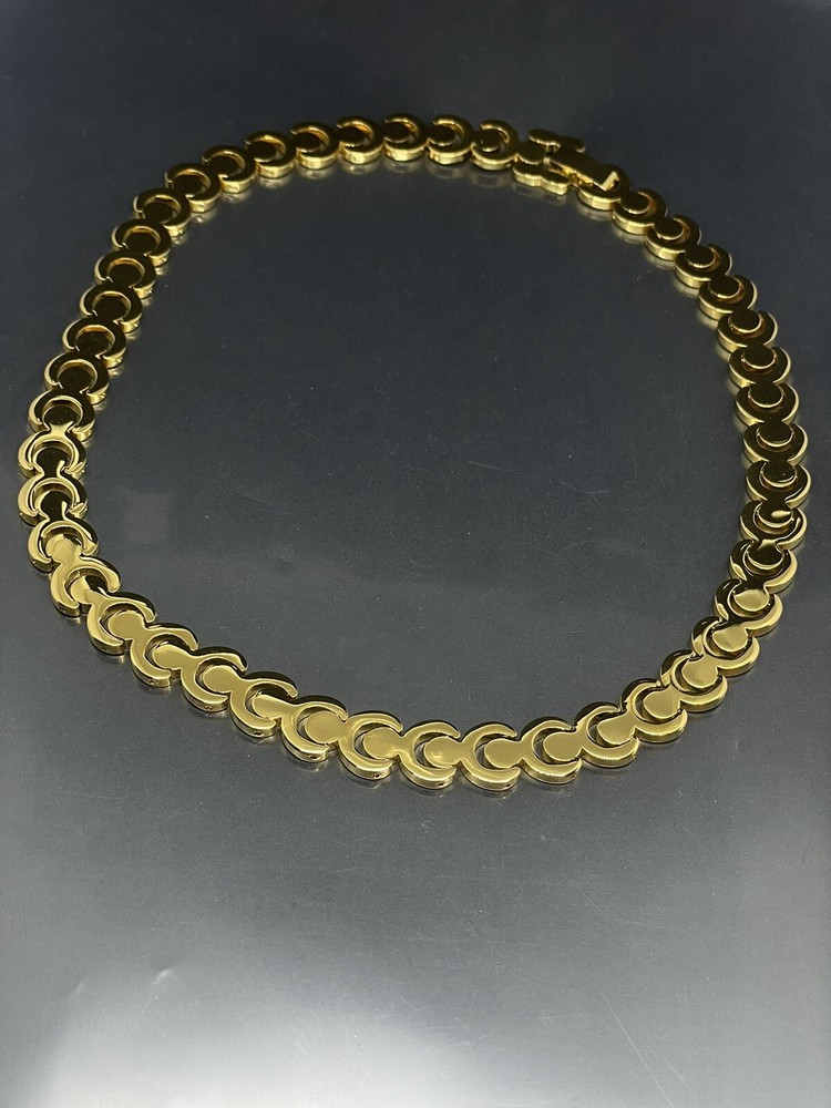 Vintage Polished GoldTone Link Statement Collar Retro Career 17.75” Necklace