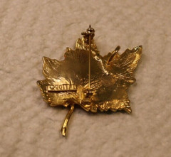 Maple Leaf dual purpose brooch pendant orange green with rhinestones 2011 FL