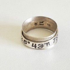 Vintage 925 Sterling Silver SUN SAN Signed Coordinates Spinner Band Ring Size 8
