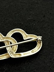 Tiffany & Co Triple Heart Brooch Pin Sterling Silver 925 Open Heart Design 1984