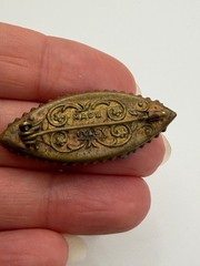 Vintage Italian Micro Mosaic Floral Brooch Hexagon Brass Pin & Pendant