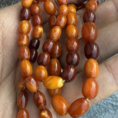20 Grams Antique Old Natural Baltic Mutton Fat Amber Bead Necklace Jewelry