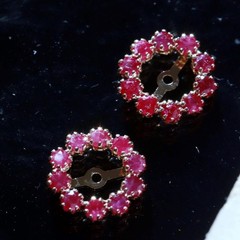 14k yellow gold 0.40ct ruby earring jackets vintage heated handmade 0.80gr