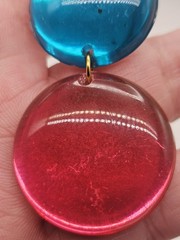 Vintage Multicolor Lucite Plastic Dangle Clip On Earrings Orange Blue Purple
