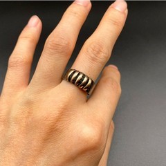 Vintage 950 Sterling Silver 18K Gold Ring Size 7.5