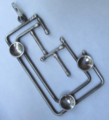 ITALY LARGE STERLING STUDIO MADE CUBIST PENDANT, 3 INCHES