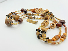Todd Anthony Dendritic Jasper Wood Semi Precious Stones Metal Beaded Necklace