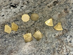 4 prs Vntg Cloisonné Gold tone Dangle Pierced Earrings Retro Art Deco