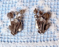 Vintage Mid Century Glass Rhinestone Clip On Earrings
