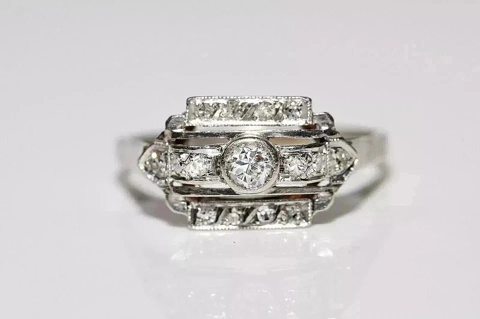2.35Ct Art Deco Style Lab Created Diamond Engagement 14K White Gold Finish Ring