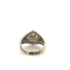 Vintage Signed Sterling Vargas Carved Cubs BSA Logo Signet Dome Ring Band size 6
