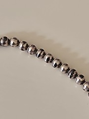 Vtg 7″ LEX 925 Silver Navajo Pearl Bracelet Silver Bell Charm 7.17g