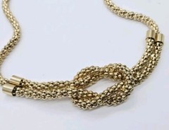 Talbots Love Knot Collar Necklace Gold Tone 21 in Chunky Modern