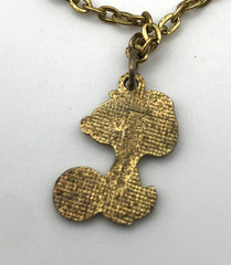 Vintage Snoopy Peanuts Tennis Player Necklace Chain Gold Tone 17.75″