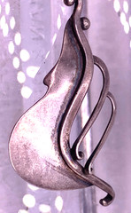 Vintage Sterling Silver large 2 inch pendant Art Nouveau drop pendant