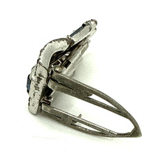 1930s CROWN TRIFARI Art Deco Alfred Philippe Dress Clip Blue Baguette Rhinestone