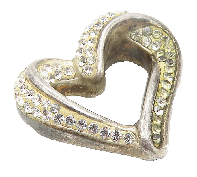 JACMEL 925 Sterling Silver Vintage Topaz Open Love Heart Slide Pendant PT9216