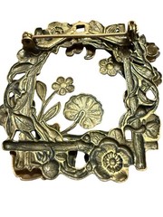 Vintage Gold Tone Ladybug Garden Brooch Rhinestone Floral Bug Pin Nature Gift