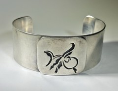 VTG 70s Sterling Silver Cuff Bracelet Bill Roach ROACH2 Abstract Modernist Art
