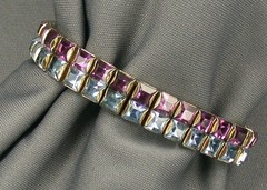 Art Deco Amethyst Blue Rhinestone Channel Set Bracelet