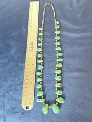 Vintage Southwest Faux Turquoise Tribal Silvertone Statement Necklace 26 in Hook