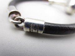 UNIQUE PEPE CERROBLANCO MEXICAN STERLING SILVER MODERNIST LEATHER BRACELET 18G
