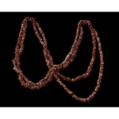 2 Sparkly Gold Stone Gemstone Necklaces 34” & 36” Long No Clasp 60 Grams