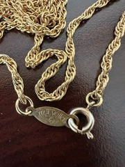 Vintage Marvella Signed Gold Tone Twisted Rope Chain Necklace 28″