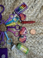 Vtg 80s Nostalgia Plastic Bell Charm Necklace Lot Cassette, Bubbles, Abacus EUC