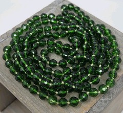 Faceted Green Glass Vintage Necklace 60 Inches Long Knotted No Clasp Czech?