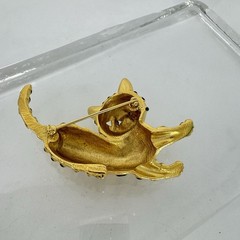 VTG Trifari Tiger Cub Ark Series Brooch Pin 1966 Green Eyed Kitten Cat Gold Tone