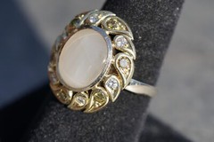Antique 14K Yellow Gold WHITE STAR SAPPHIRE Ring w/ Yellow & Gold Diamonds $8000