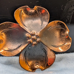 Vintage Stuart Nye Copper Dogwood Pin Brooch Hand Wrought Signed Mid Century