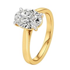 14K Yellow Gold Fn Lab Grown Diamond Solitaire Engagement Ring Oval 1.50 Carat