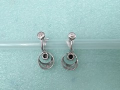 Sterling Silver Hematite Necklace and Earrings Non Pierced Screw Hinged Clip On