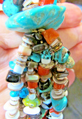 VTG. SW 5 STRAND BEADED NECKLACE W/JACKLAS, & SQUAW WRAP 23 ” LONG