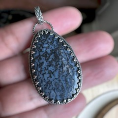 Paul Rossman CSHR Pendant 2 Inch Blue Fossil Dino Bone 925 Sterling 12.0g USA