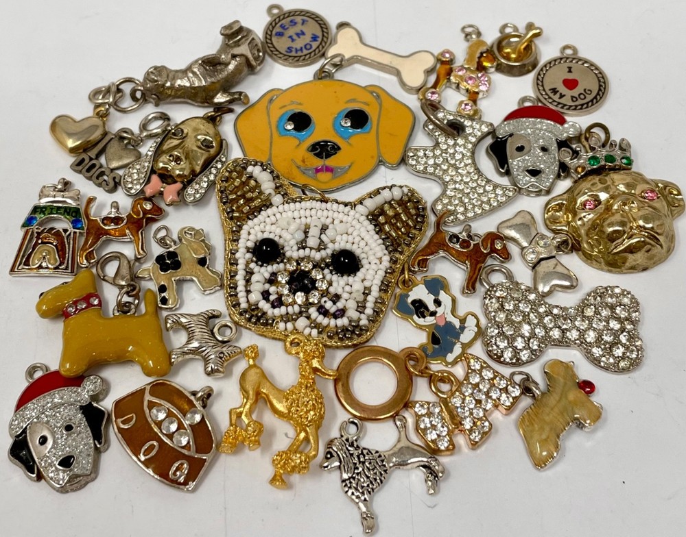 Lot Vintage & Modern Dog Charms Pendants Findings Costume Jewelry