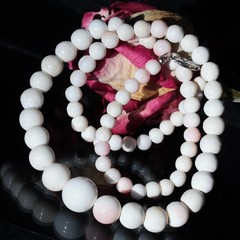 14k white gold necklace 18.5″ angel skin coral bead 1900’s antique 35.5gr